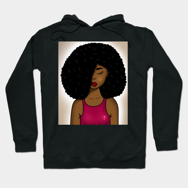 cute afro hair girl digital art Hoodie by Spinkly Creations 